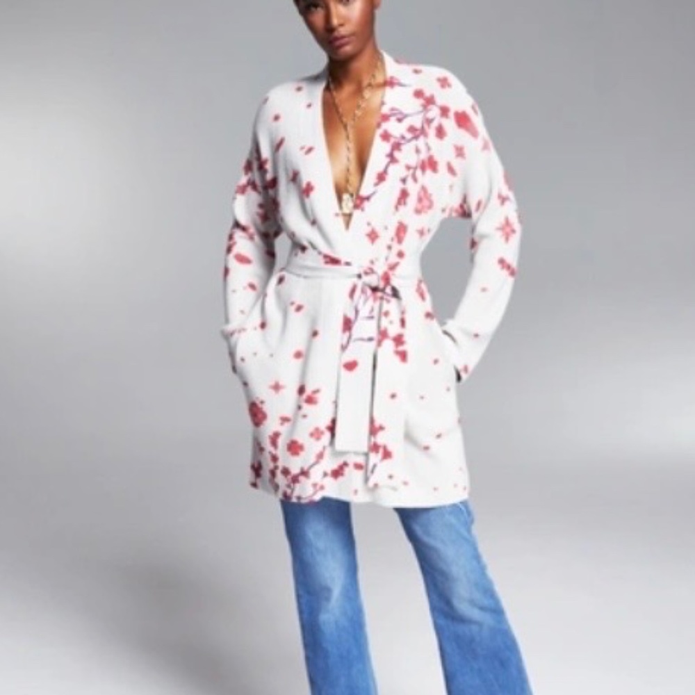 INC INTERNATIONAL CONCEPTS MISA HYLTON Floral Belted Wrap Size L